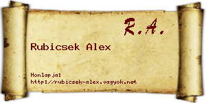 Rubicsek Alex névjegykártya